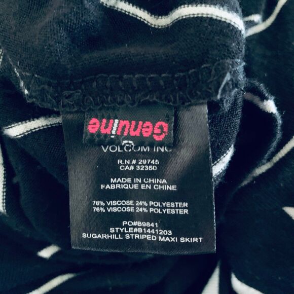 Volcom Women's Black & White Stripe Full Length Maxi Skirt | Size: S - Picture 5 of 7